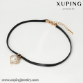 44033 xuping einfaches design mode kupferlegierung schmuck halskette schwarze lederperlen choker halskette